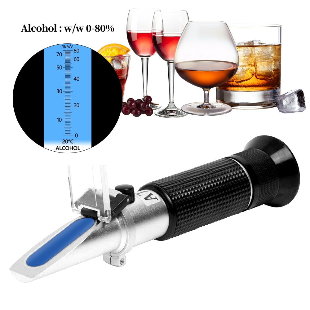 Refractometer Salinity - Refraktometer alkohol genggam 0-80% penguji kandungan