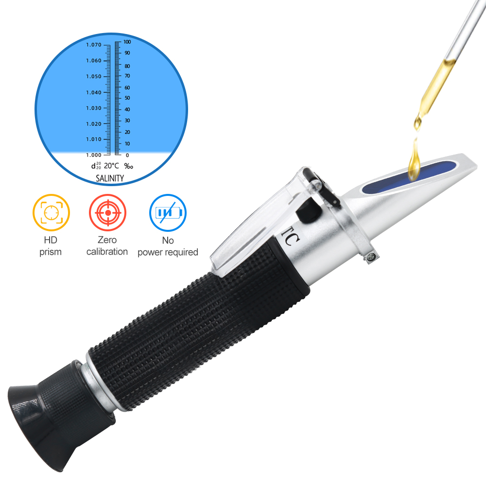 Refractometer Salinity - Refraktometer salinitas genggam 0-100% Salinometer 1.000-1.