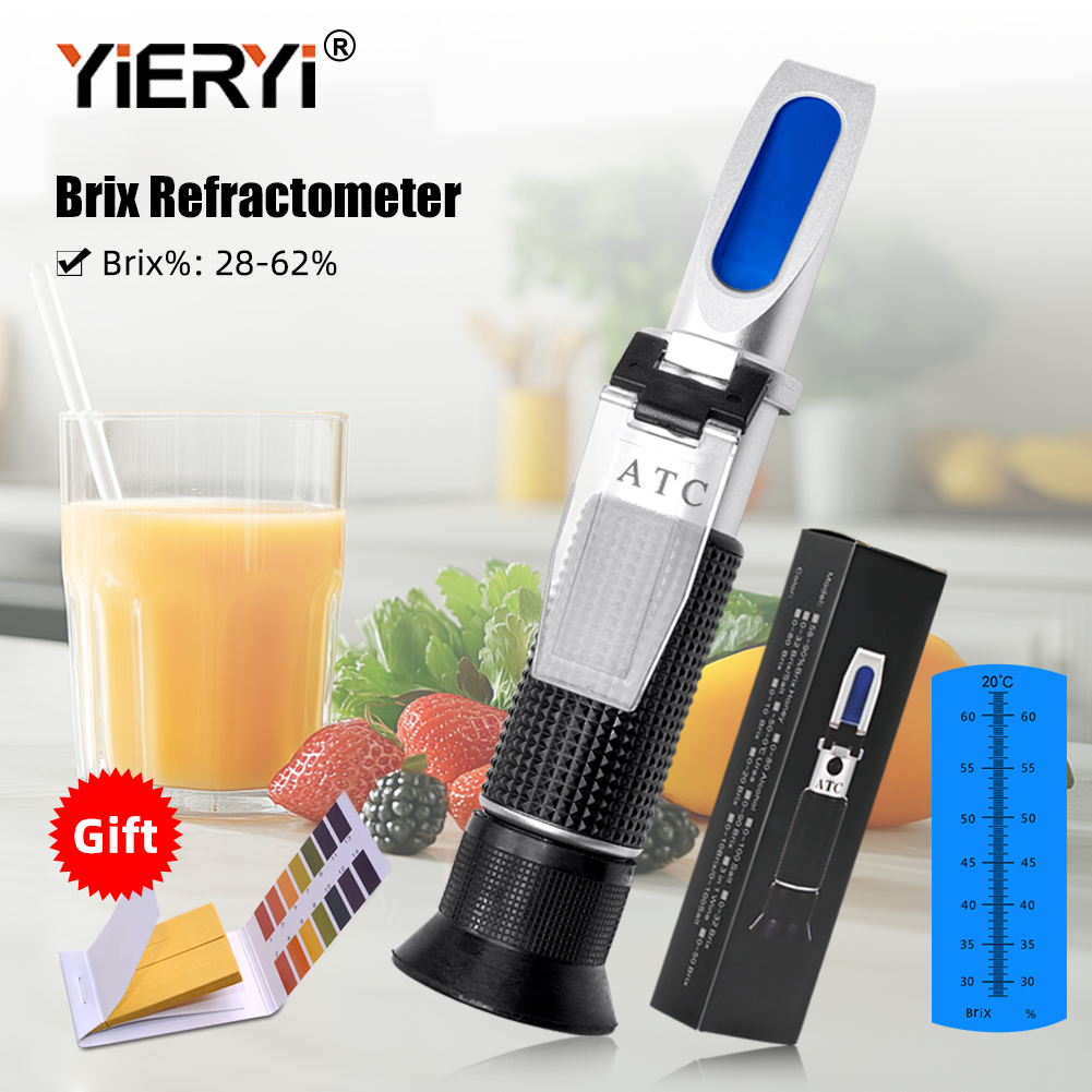 Refractometer Salinity - Refraktometer Profesional 28-62% Brix Dengan ATC,