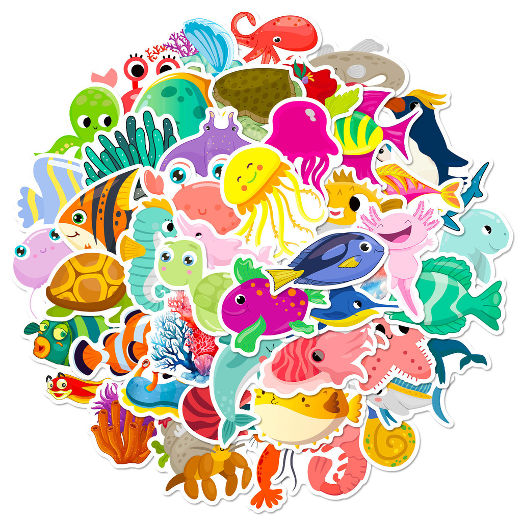 50 Buah Stiker Kehidupan Laut  - Marine Aquarium Design ulasan dan harga