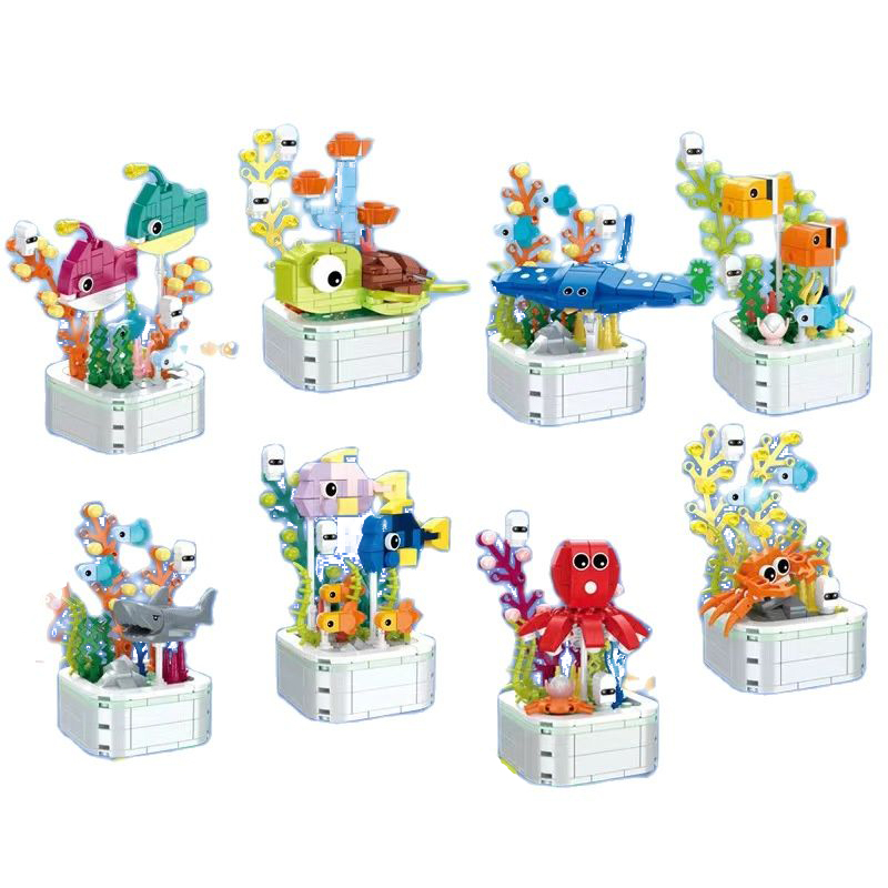 1 buah blok bangunan hewan hut - Marine Zoo ulasan dan harga